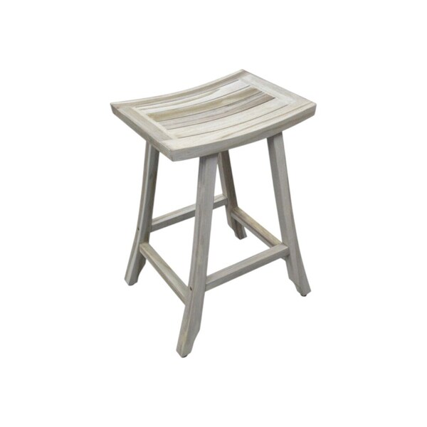 Homeroots 30" X 15" Light Gray Teak Square Shower Bench 376788 - main