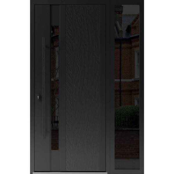 Vdomdoors Steel Door Dekton 0163 Ardesia Nero Side Exterior Window Sidelite Entry Door Painted W36+12xH80 Rig DEKTON0163EXD-ARD-W36+12xH80-RH-I - main