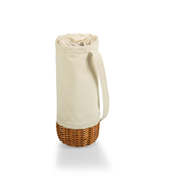 Picnic Time Family Of Brands Malbec Insulated Canvas and Willow Wine Bottle Basket, Beige Canvas 201-00-187-000-0 - main