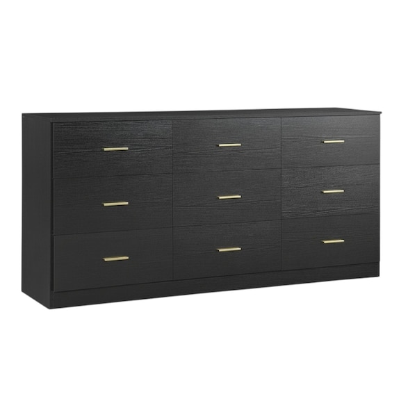 Homeroots 63" Black Wood Accent Cabinet With Nine Drawers 716333 - main