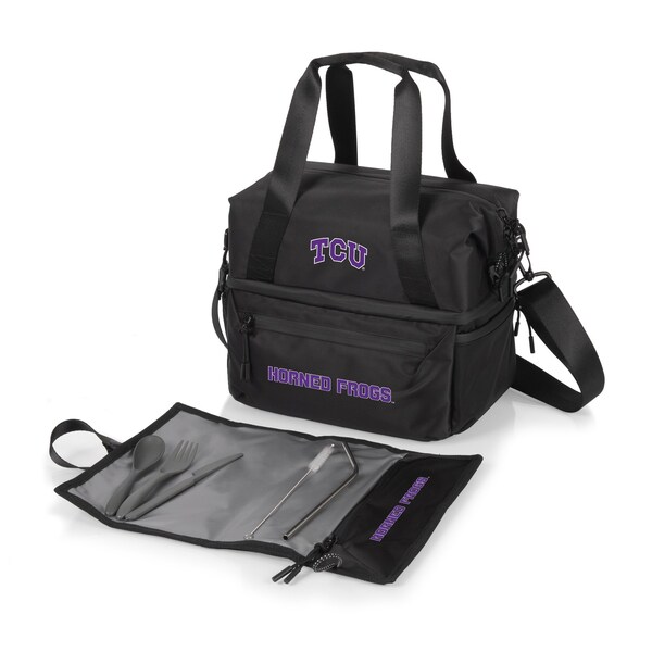 Picnic Time Family Of Brands NCAA TCU Horned Frogs Tarana Lunch Bag Cooler with Utensils made from Recycled Material 515-01-179-844-0 - main