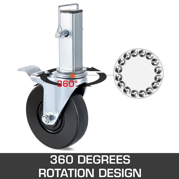 Vevor Heavy Duty Scaffolding Rubber Swivel Caster 8" x 2" w/ Dual Locking, 4PK 961-8323 - main