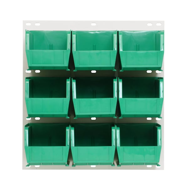 Quantum Storage Systems 18X19 HC LOUVERED PANEL W/9 BINS GREEN QLP-1819HC-230-9GN - main