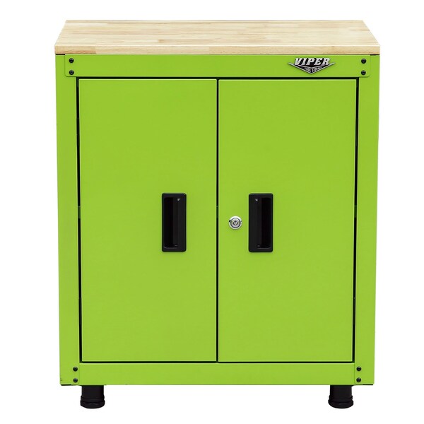 Viper Tool Storage 28-Inch Base Cabinet with Butcher Block Top, Lime Green V2802KBCLG - main