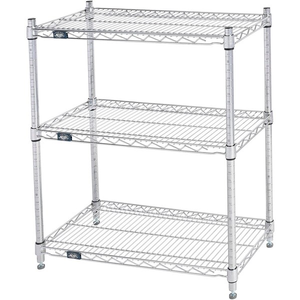 Global Industrial Nexel 3 Shelf, Stainless Steel Wire Shelving Unit, Starter, 30"W x 18"D x 34"H B3149692 - main