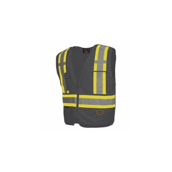 Pioneer 6935AU/6936AU/6937AU HV Zip-Up Snap Break Away Safety Vest, 2X-Large, Black 852-V1021170U-2XL - main