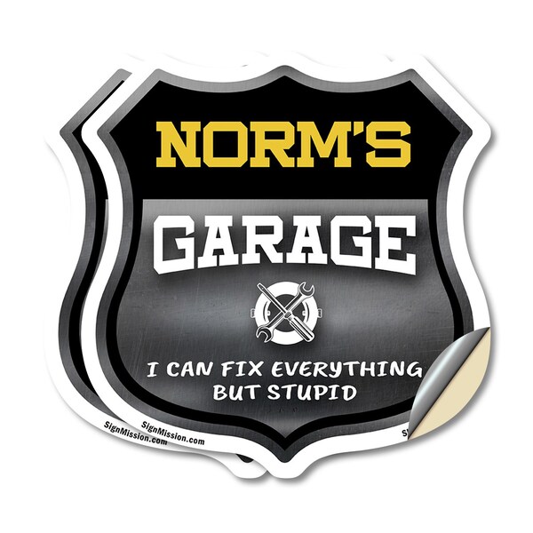 Signmission Norm's Garage I Can Fix Everything But Stupid, 4 inch X 4 inch, Vinyl Decal, 2PK SHI-D-2PACK-4-490-NORM - main