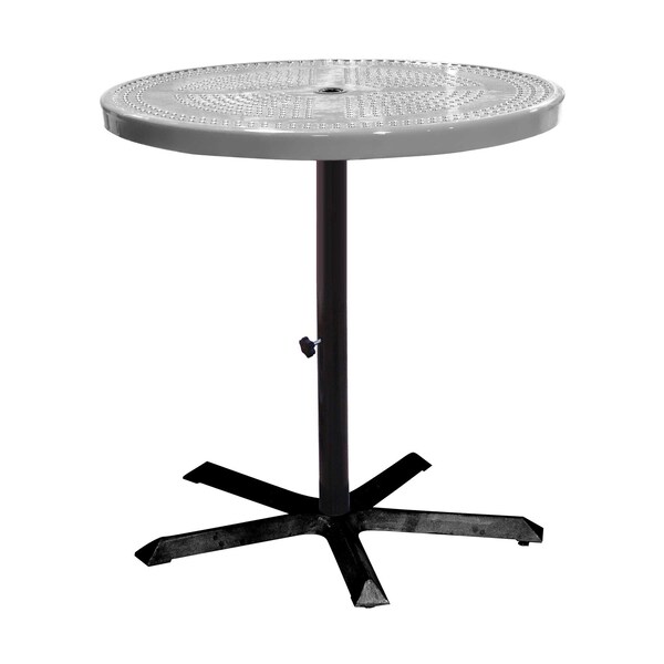 Leisure Craft 36" Round Perforated Pedestal Table, Portable, 40"H, Gray 36TAB40-GRAY - main