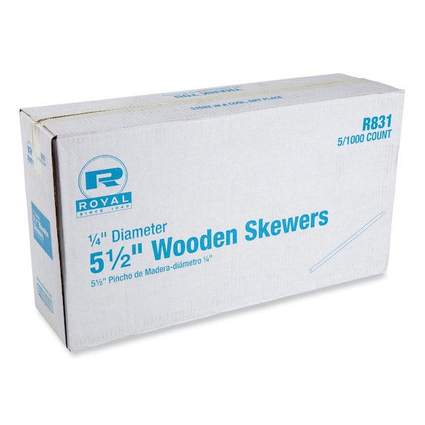 Amercareroyal Wooden Skewers, 5.5 in., Natural, 5000PK R831 - main