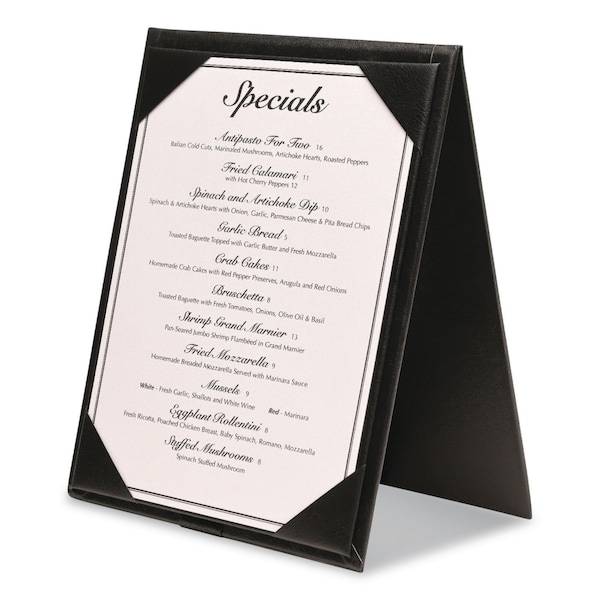 Excello Global Products Table-Top Menu Holder, For 4 x 6 Insert, 4.6 x 6.7 Holder, Black SPLS-MENU-4X6A - main