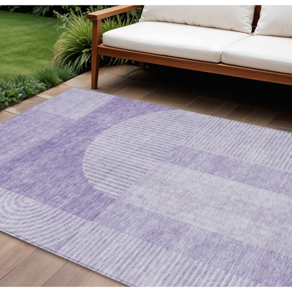 Homeroots 10' X 14' Lavender And Purple Geometric Washable Indoor Outdoor Area Rug 582727 - main