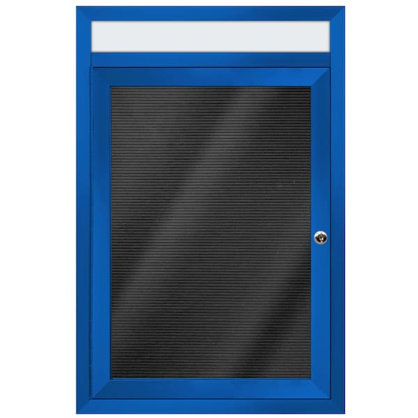 Aarco Enclosed Letter Board Directory w/ Powder Coated Blue Aluminum Frame and Header, 24''Hx18''W, 1 Door ADC2418HB - main