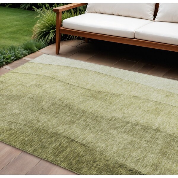 Homeroots 8' X 10' Olive Green And Artichoke Green Ombre Washable Indoor Outdoor Area Rug 581813 - main
