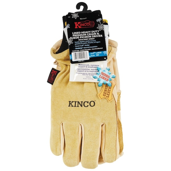 Kinco Mens Large Premium Pigskin Thermal Insulated Winter Work Glove 901-L - main