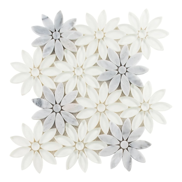 Andova Tiles SAMPLE-Fresh Nuptuals White Novelty Flower Glass and Natural Stone Wall & Floor Mosaic Tile SAM-ANDFRE391 - main
