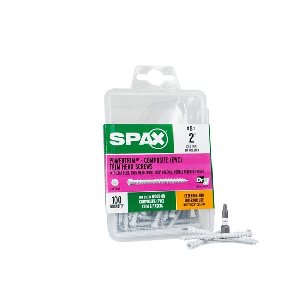 Spax #8 x 2 in Wood Composite Double Thread Screws Powertrim Trim Head T-Star Plus, 100PK 42418304005068 - main