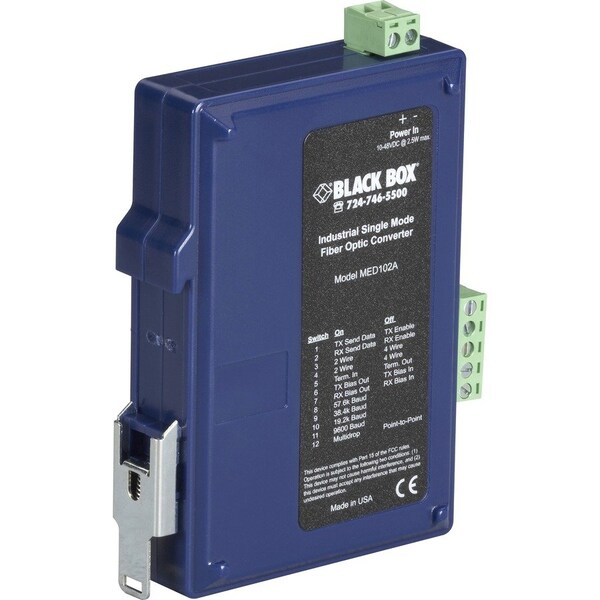 Black Box Black Box Serial Converter, RS-232/422/485, DIN Rail, Singlemode, SC MED102A - main