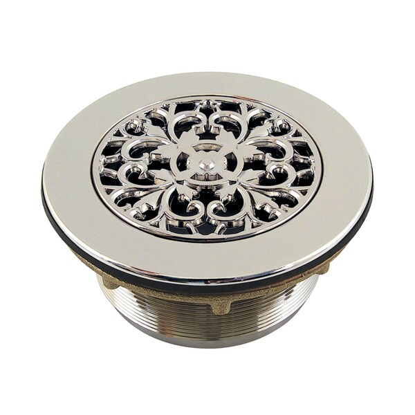 Kingston Brass 4-1/4" Brass Round Grid Shower Base Drain with Flange, Polished Nickel BSFT4136 - main