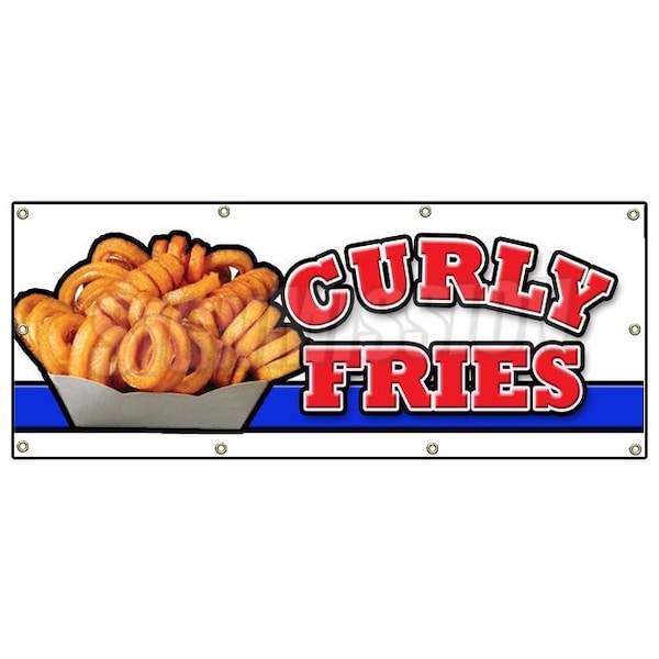 Signmission CURLY FRIES BANNER SIGN potato fries burgers restaurant fried ketchup B-96 Curly Fries - main