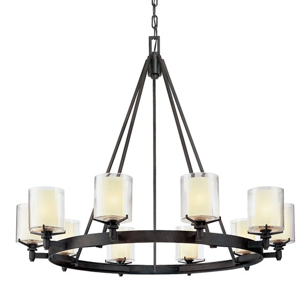 Troy Lighting Arcadia 10 Light Chandelier 32 In. Textured Iron F1710-TRN - main