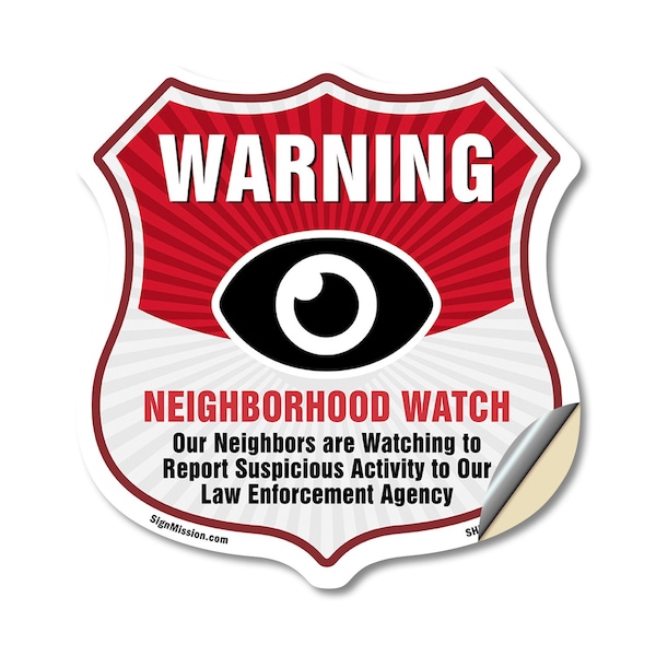 Signmission Neighborhood Crime Watch Shield Sign War, 18 Inch X 18 Inch, Vinyl Decal SHI-D-18-387 - main