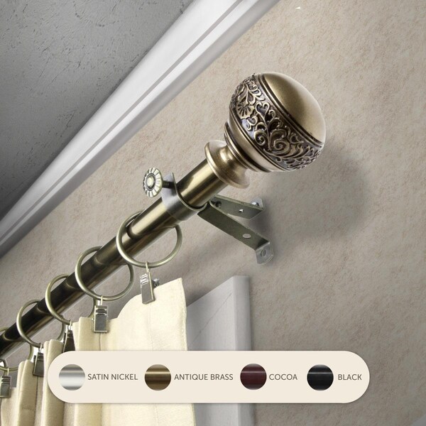 Central Design 0.8125 in. Lucid Curtain Rod with 120 to 170 in. Extension, Antique Brass 4887-994 - main
