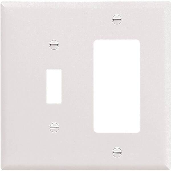Eaton Wiring Devices Combination Wallplate, 4-1/2 in L, 4-9/16 in W, 2 -Gang, Thermoset, White 2153W-BOX - main