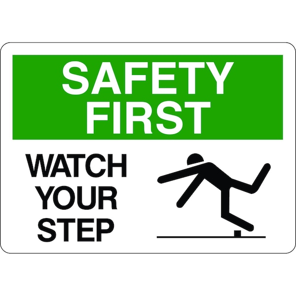 5S Supplies Safety First Sign - Watch Your Step 14in x 20in Adhesive Vinyl Sign SAFE0029 -1420-AV - main
