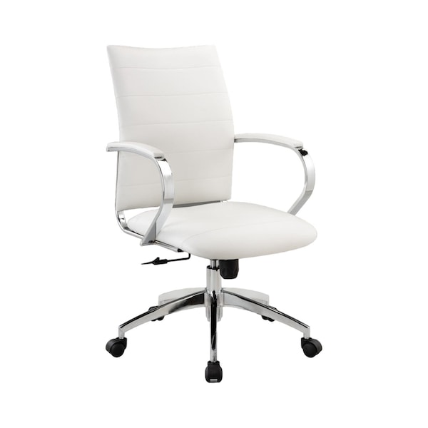 Homeroots White and Silver Adjustable Height Swivel Rolling Office Chair 554029 - main