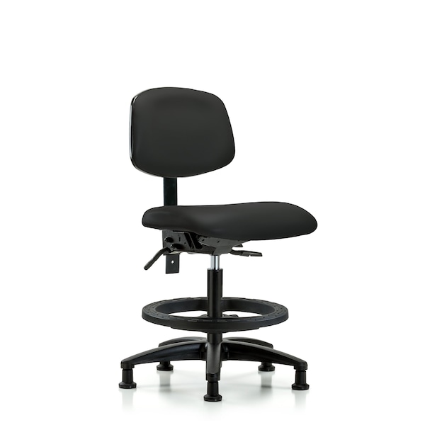 Blue Ridge Ergonomics Chair, Vinyl, Med Bench, Tilt BF Glides, Blk, No Arms, 22" to 29" Height, Black BR-VMBCH-RG-T1-A0-BF-RG-8540 - main