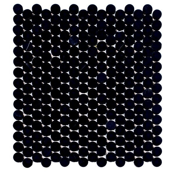 Apollo Tile 11x12 Tumbled Eastern Black Marble Mosaic Penny Round Wall and Floor Tile 4.83 sq ft/case, 5PK APLTX88P08TA - main