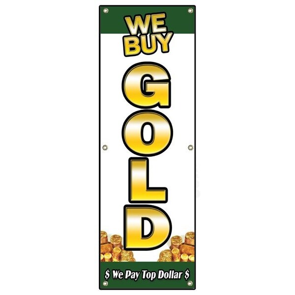 Signmission We Buy Gold 1 Vertical, 24 Inch x 72 Inch, Banner B-72 We Buy Gold 1 Vertical - main