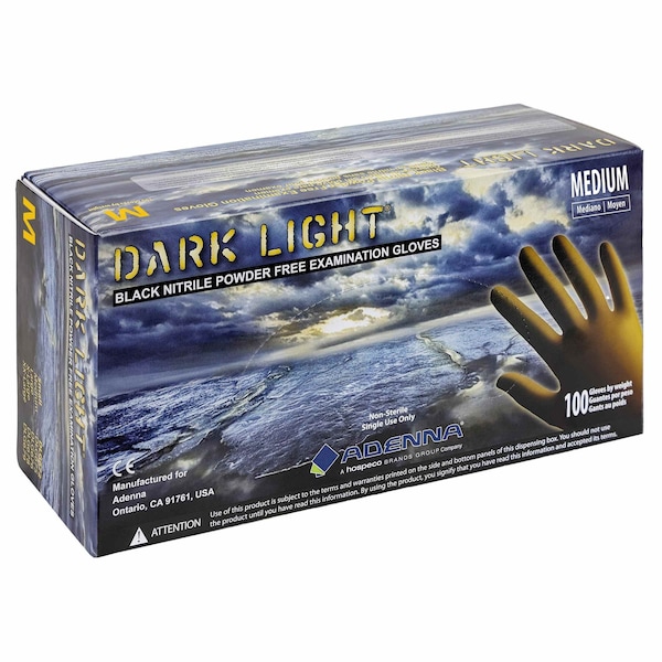 Safety Zone Dark Light Nitrile Powder Free 9 mil Exam Gloves - Black, Med - Case of 1000 DLG675 - main