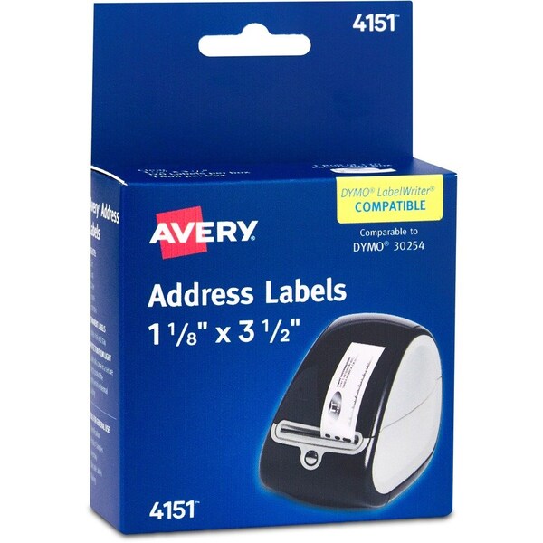 Avery Thermal Printer Label Roll, Thermal Printers, 1.13 X 3.5, Clear 04151 - main