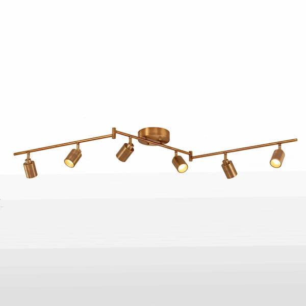 Vidalite Shura Brass 6-Light Swivel Track Light with Rotatable Heads, Integrated LED, 3000k, 3000 Lumen CE1009227 - main