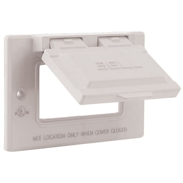 Hubbell Cover, 2-13/16 in L, 4-9/16 in W, Metal, White, Powder-Coated 5101-6 - main