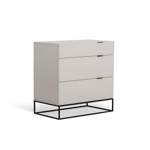 Homeroots 32" Grey Manufactured Wood Three Drawer Chest 473090 - main