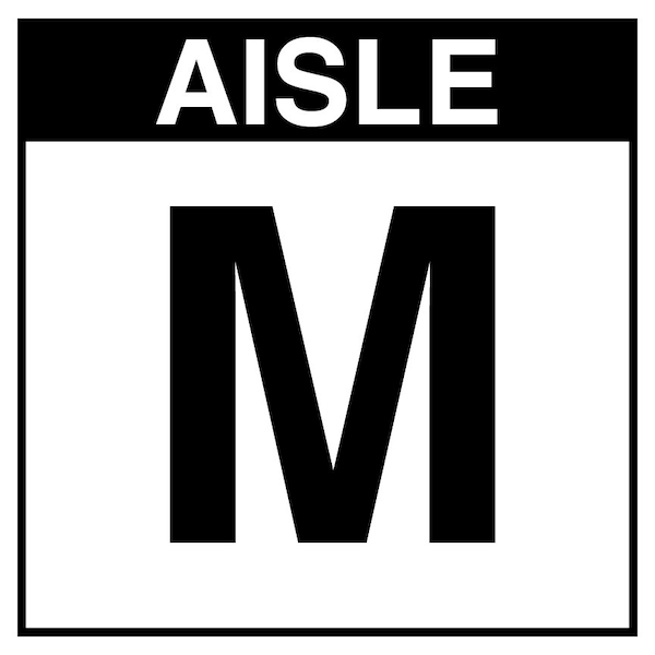 5S Supplies Warehouse Aisle M Sign - 8in x 8in - DOUBLE - NONE - PVC AISLE-M-8X8-DOUBLE-NONE - main