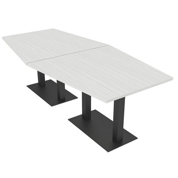 Skutchi Designs Hexagon Conference Table With Power Unit, 48 in W, 96 in L, White HAR-HEX.IR-48X96-DOU.BK-WA7976-NA - main