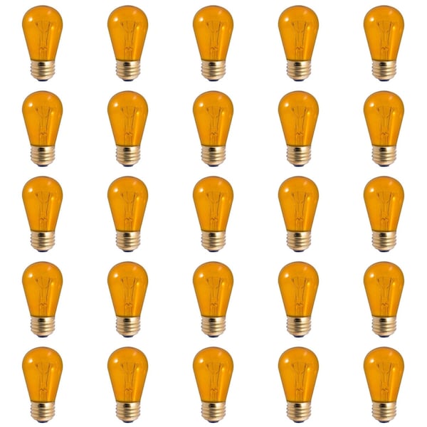 Bulbrite 11-Watt S14 Transparent Amber Dimmable Incandescent Light Bulb, 25PK 861023 - main
