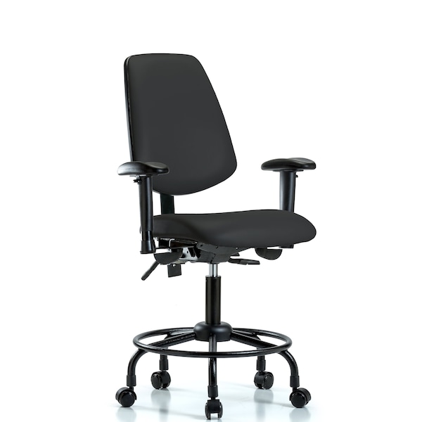 Blue Ridge Ergonomics Desk Chair Adjustable Arms, 21" to 26" Height, Vinyl, Black BR-VDHCH-MB-RT-T0-A1-RC-8540 - main