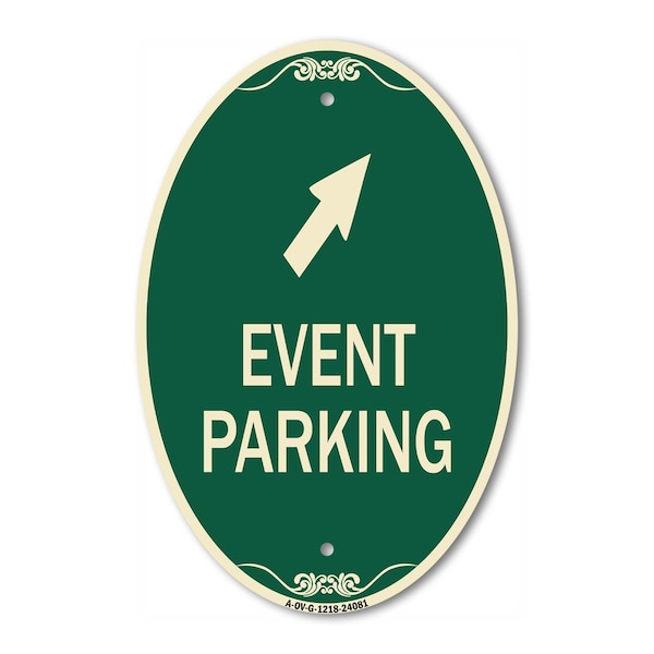 Signmission Event Parking Up Right Arrow Symbol, 12 Inch X 18 Inch Architectural Oval, Heavy Gauge Aluminum A-OV-G-1218-24081 - main