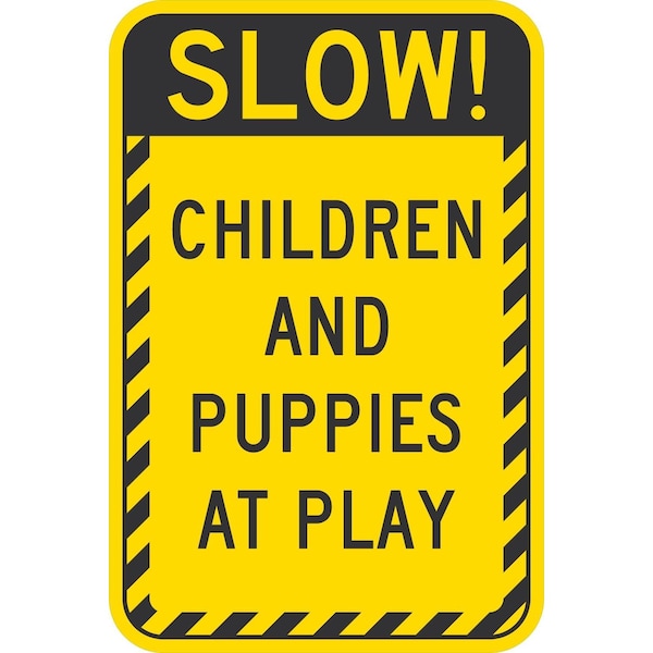 Lyle Children And Puppies At Play (With Striped Border), 12x18, Engineer Grade, Yellow G-3668-EG_12x18 - main