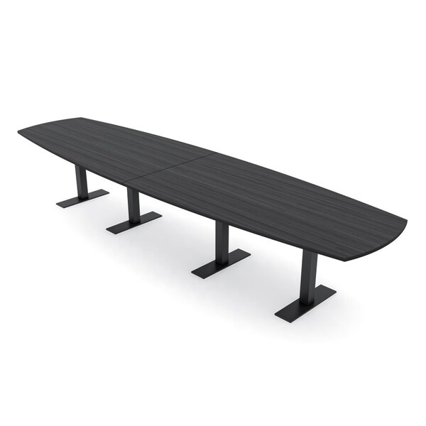Skutchi Designs Arc Boat Conference Table With Power, 48 in W, 168 in L HAR-ABOT-48X168-T.BK-WA7949-NA - main