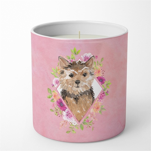 Carolines Treasures 10 oz Norwich Terrier Pink Flowers Decorative Soy Candle CK4220CDL - main