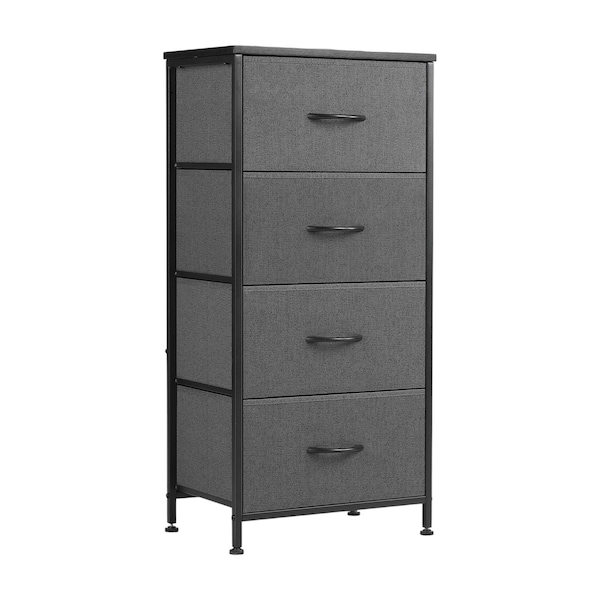 Homeroots 18" Black And Gray Fabric Metal And Wood Four Drawer Dresser 635725 - main