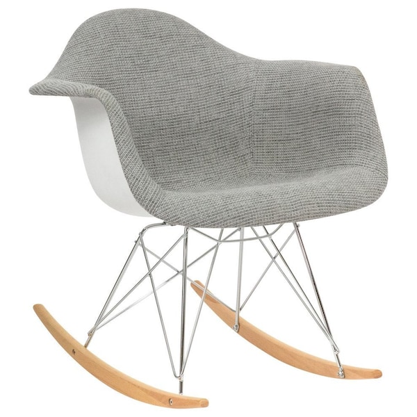 Leisuremod Wilson Twill Fabric Eiffel Rocking Chair, Grey WR25GRT - main