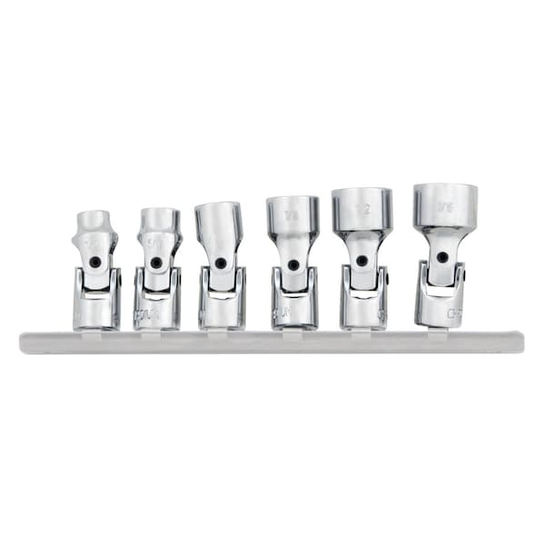 Performance Tool 6 pc. 1/4 in. Dr. SAE Flex Socket Set, 6 Point Sockets, SAE, Rail W36980 - main