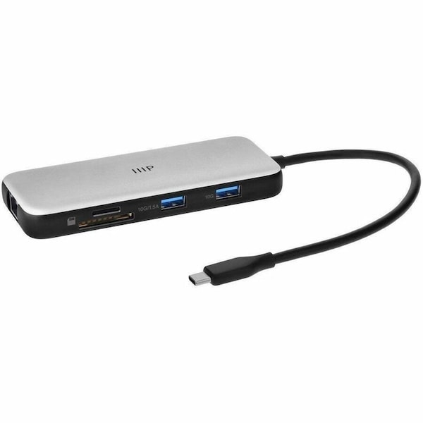 Monoprice 8-in-1 Dual HDMI 4K at 60Hz Dock W/ 10Gbps USB Ports PD Max 100W SD and MicroSD slots 44834 - main