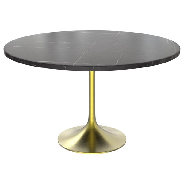 Leisuremod Round 47.24 in W, 29.34 in L, Sintered Stone/Stainless Steel, Black VT23BG-48BLS - main